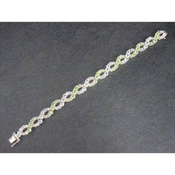 Vintage Sterling Peridot White Topaz Bracelet 7.25 Inches - Picture 2 of 9